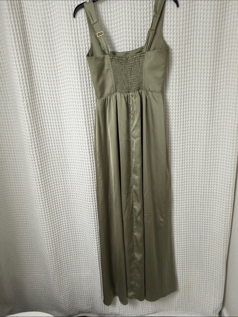 Show Me Your Mumu Nina Maxi Dress in Moss Green Luxe Satin Medium Corset - Picture 8 of 11
